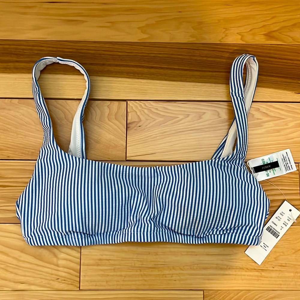 JCREW striped bikini top Size S NWT